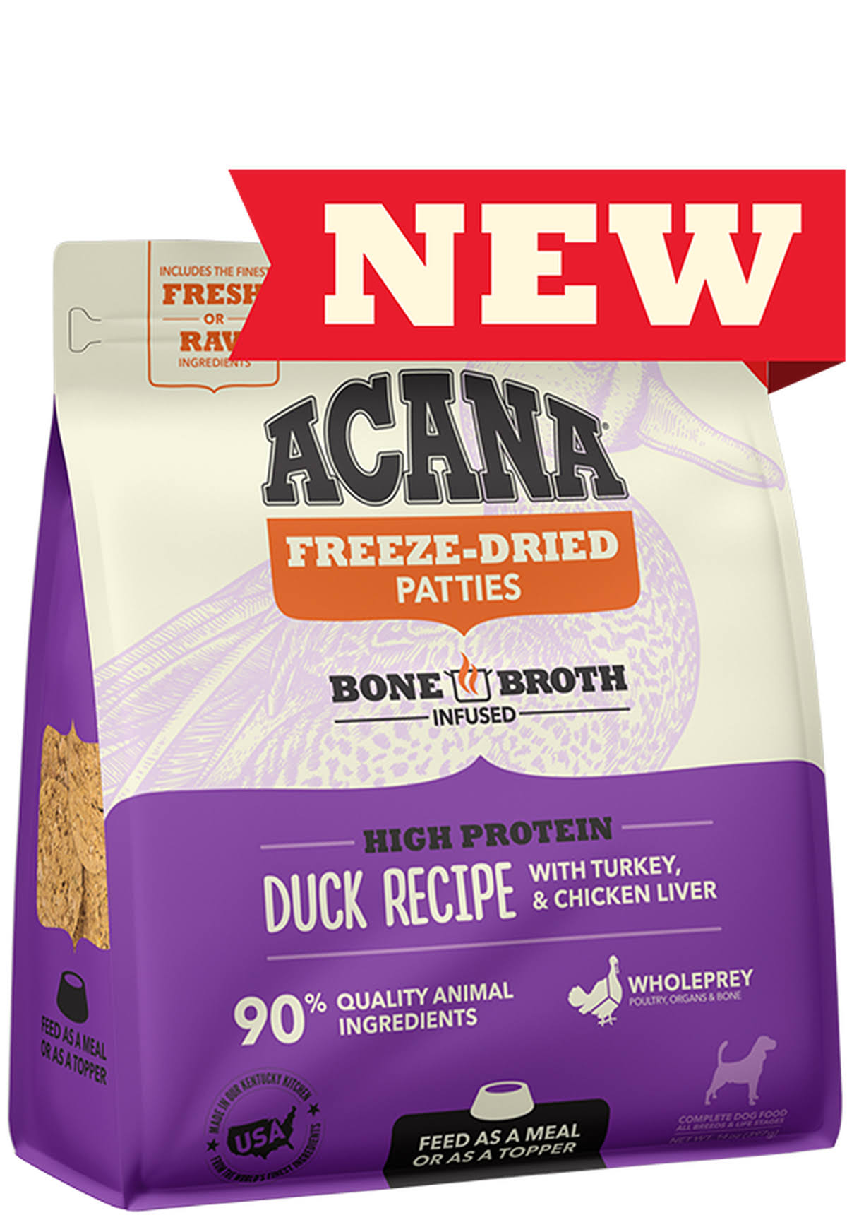 Acana Freeze-Dried Patties Dog Food - Duck Recipe - 14 oz. Bag