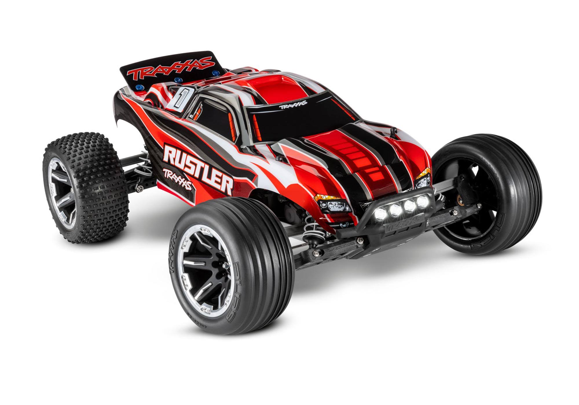 Traxxas 1/10 Rustler 2WD RTR Stadium Truck with Lights - Red/Black