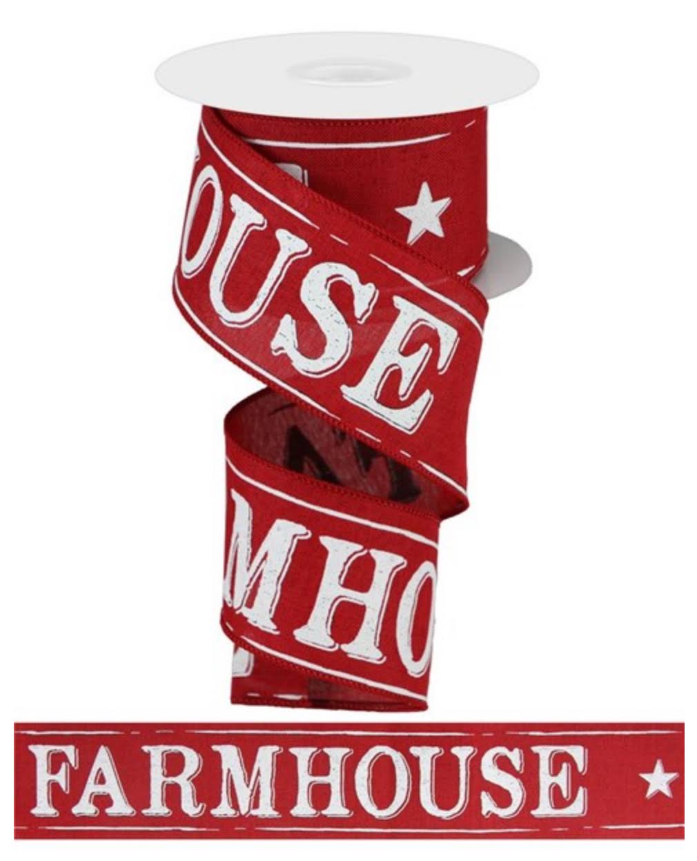 2.5" Farmhouse Ribbon: Red & White (10 Yards) RG01949Y6