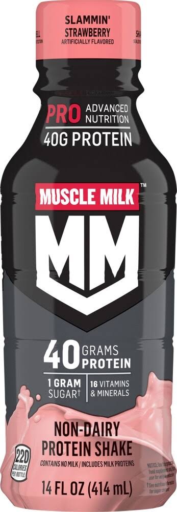 Muscle Milk Protein Shake, Non-Dairy, Slammin' Strawberry - 14 fl oz