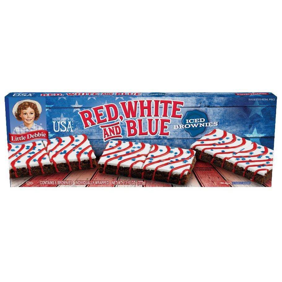 Little Debbie Brownies, Iced, Red White and Blue, Individually Wrapped - 13.10 oz