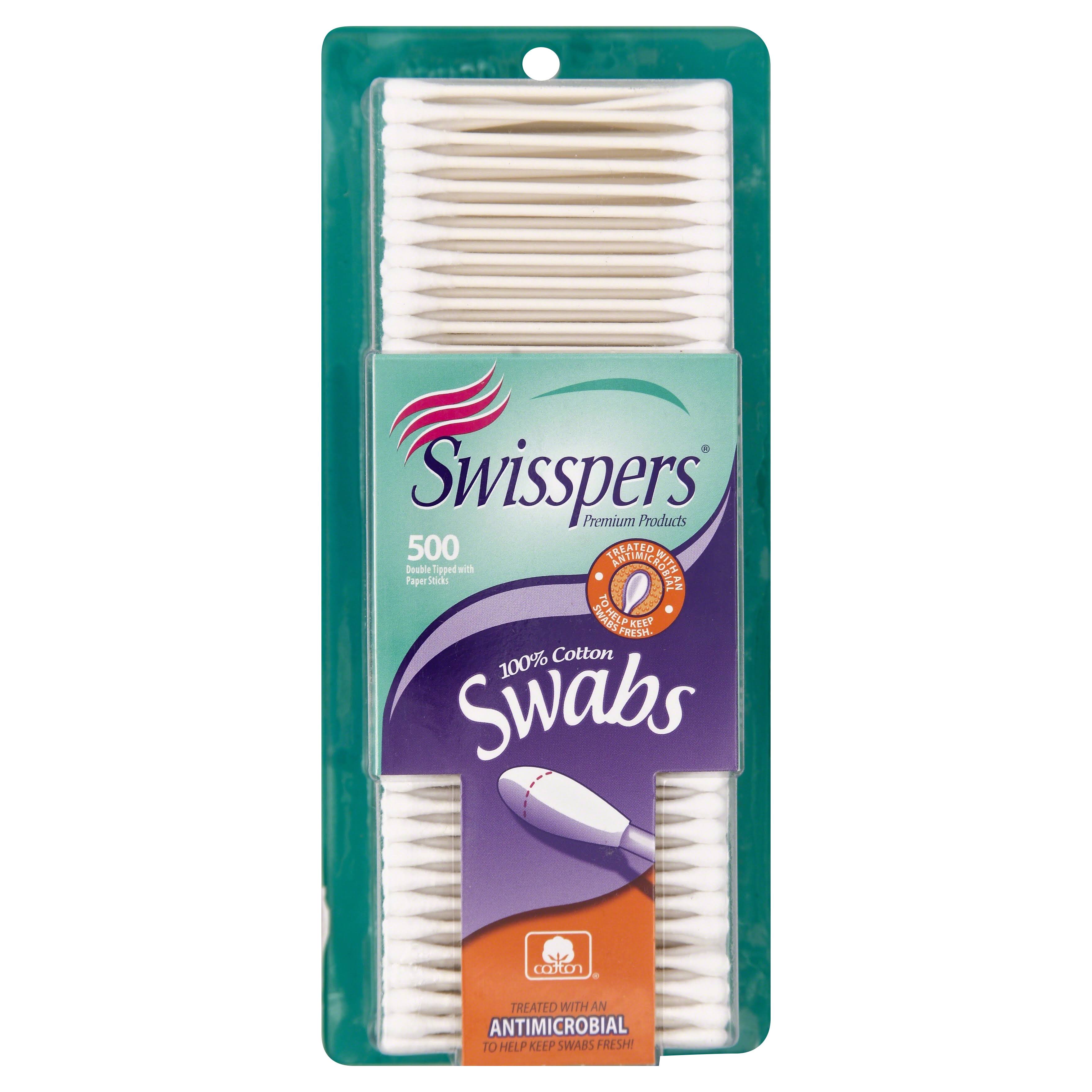 Swisspers Antimicrobial Cotton Swabs Paper Stick - 500ct