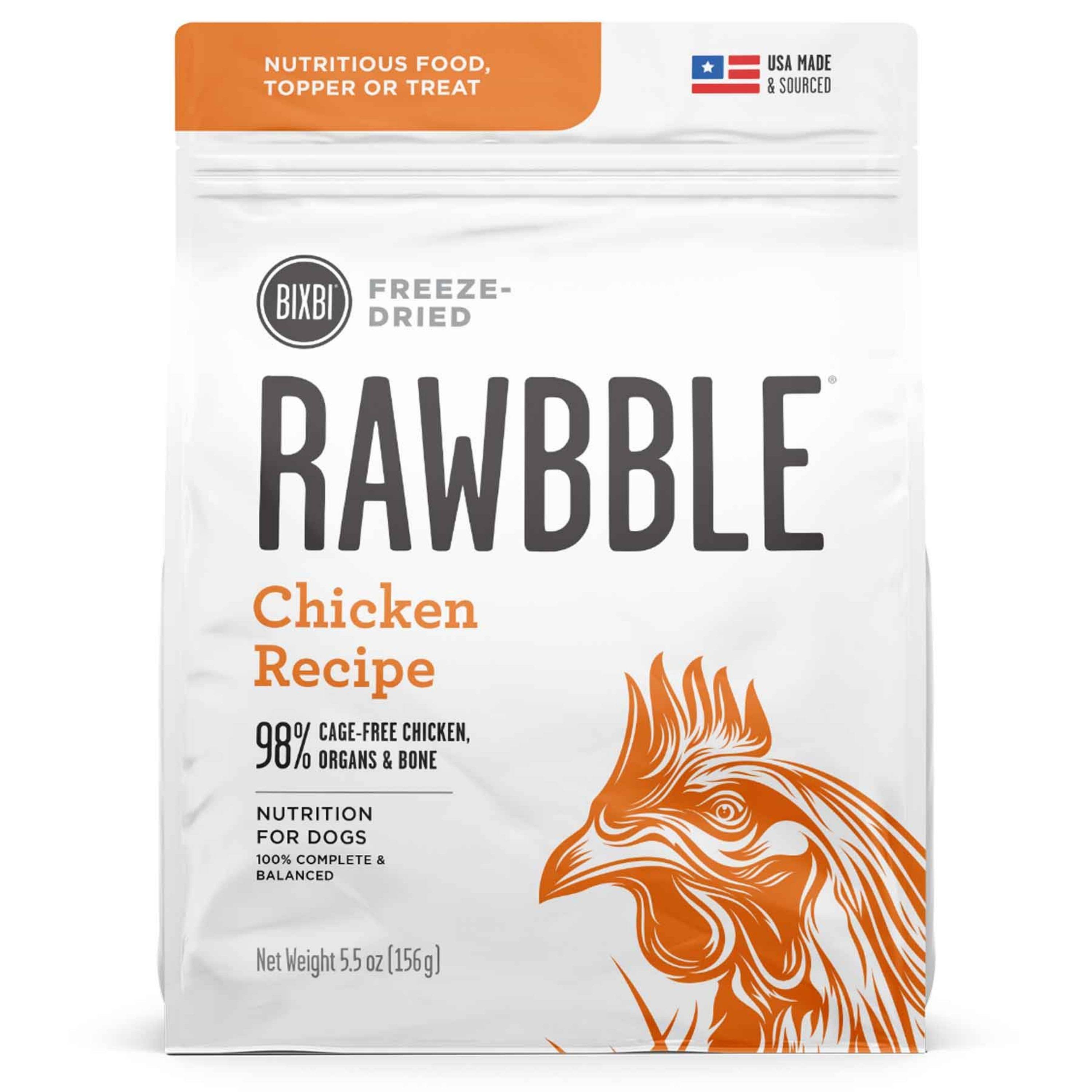 BIXBI RAWBBLE Freeze-Dried Dog Food - Chicken Recipe - 4.5 oz. Bag