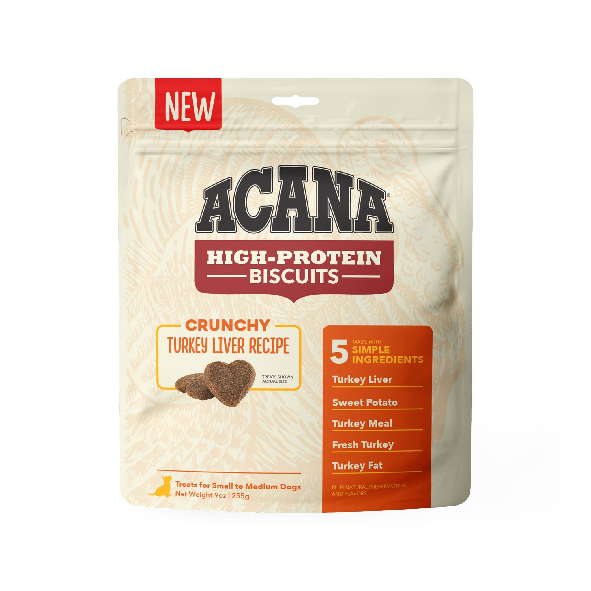 ACANA High Protein Biscuits 9oz Dog Treats Turkey Liver / Small