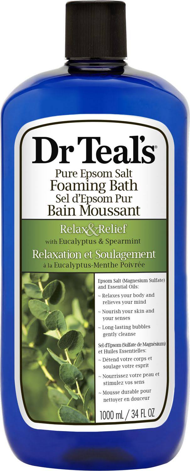 Dr Teals Pure Epsom Foaming Bath - Salt Eucalyptus & Spearmint, 1000ml