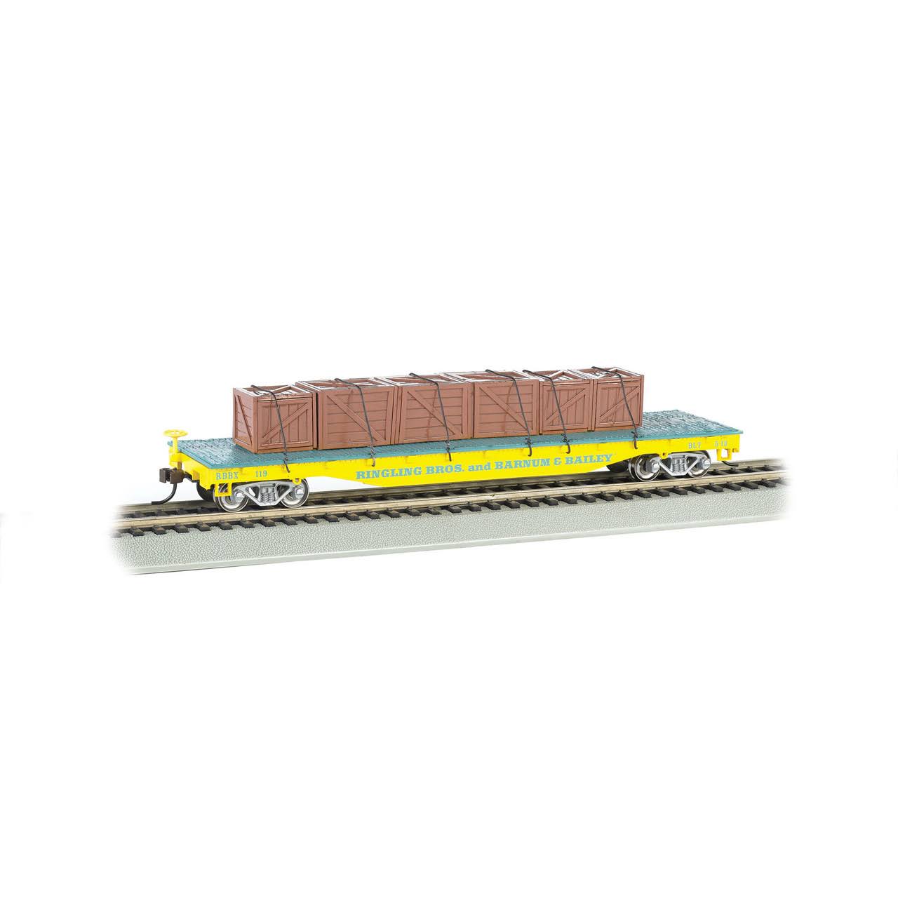 Bachmann - 16605 HO Scale Flat Car w/Crate Load, Ringling Bros/Yellow