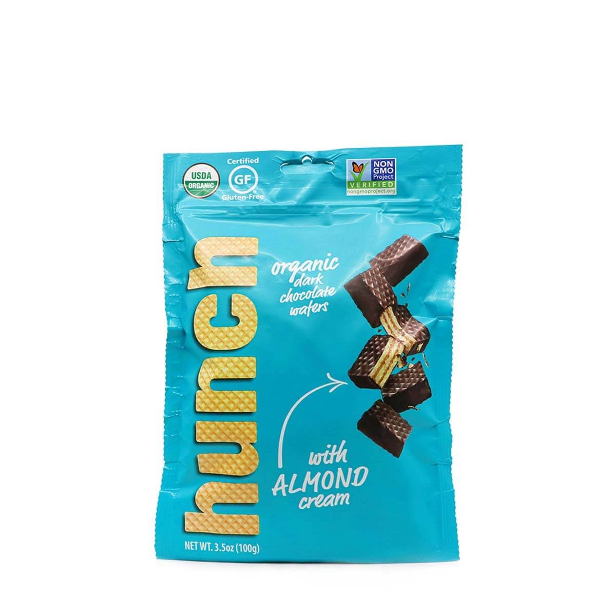 Hunch Dark Chocolate Wafers, Organic, with Almond Cream - 3.5 oz