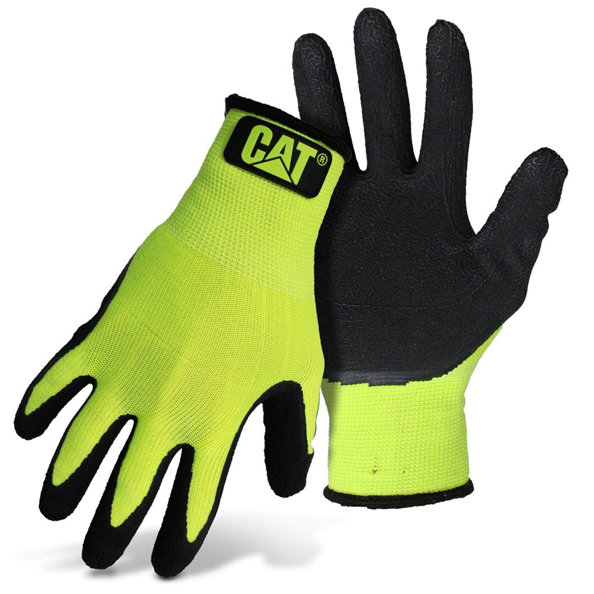 Cat CAT017418M HiVis Poly Knit Coated Palm Glove, Medium