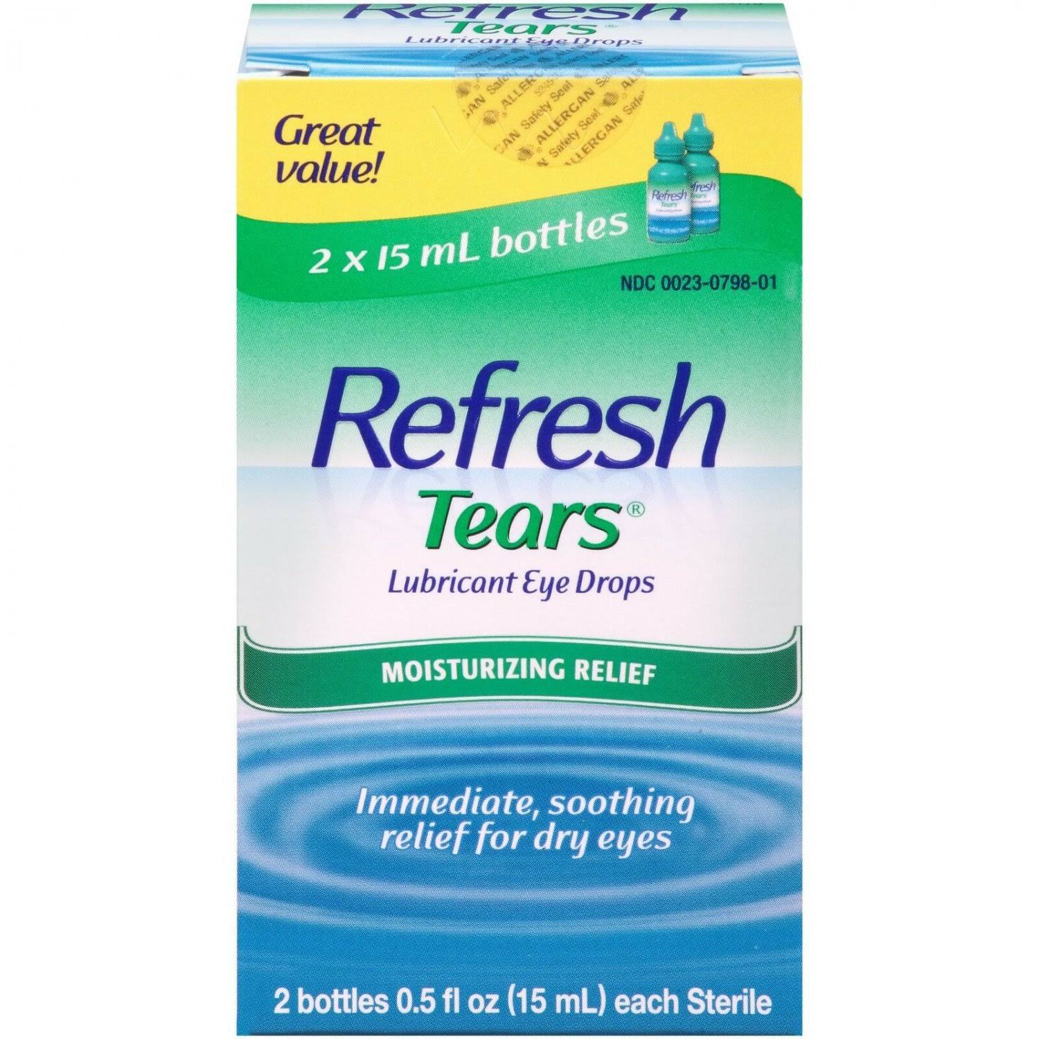 Refresh Tears Lubricant Eye Drops - 15ml, 2 Bottles