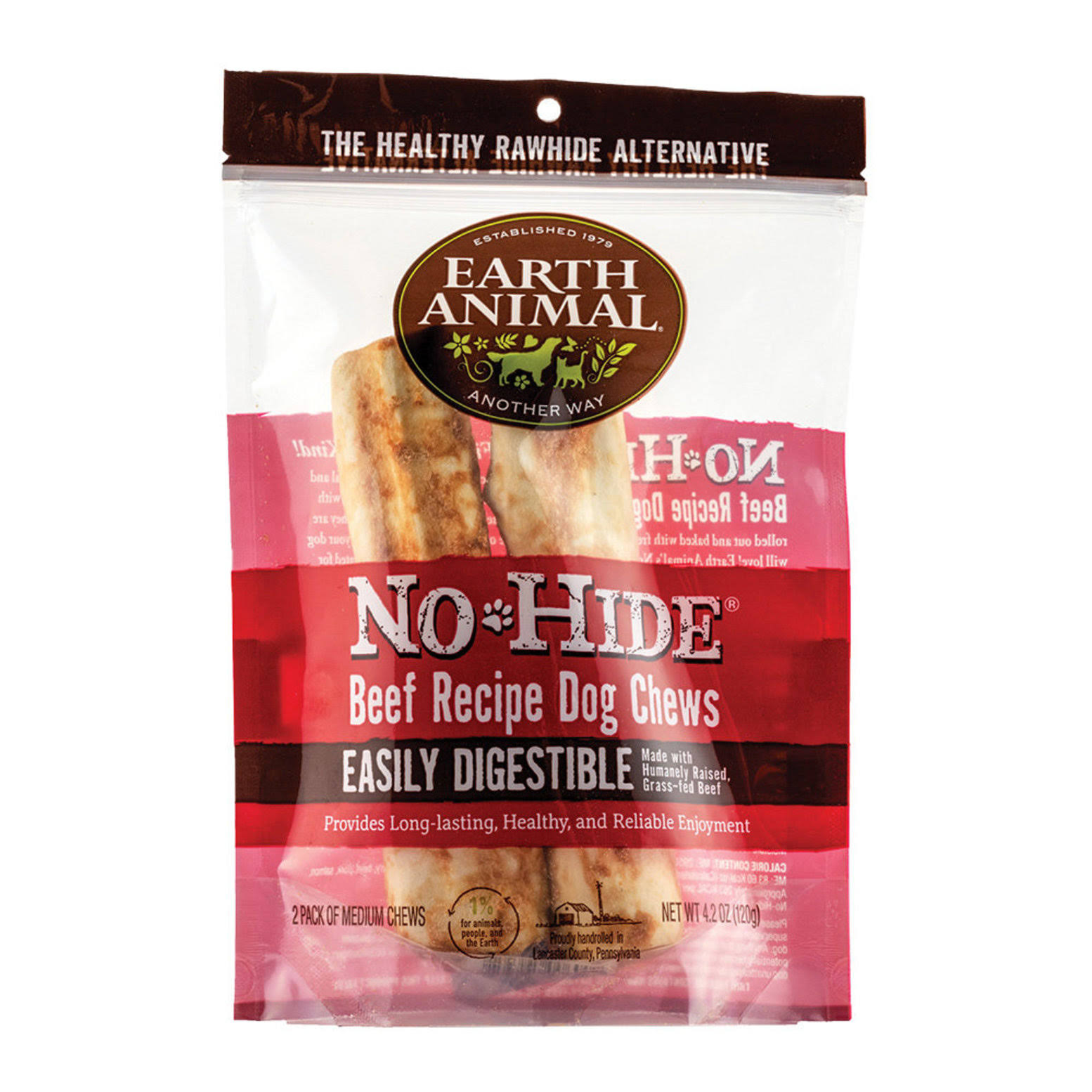 Earth Animal No Hide Beef Chews, 7 inches, Rawhide Alternative Dog Treats, Pack