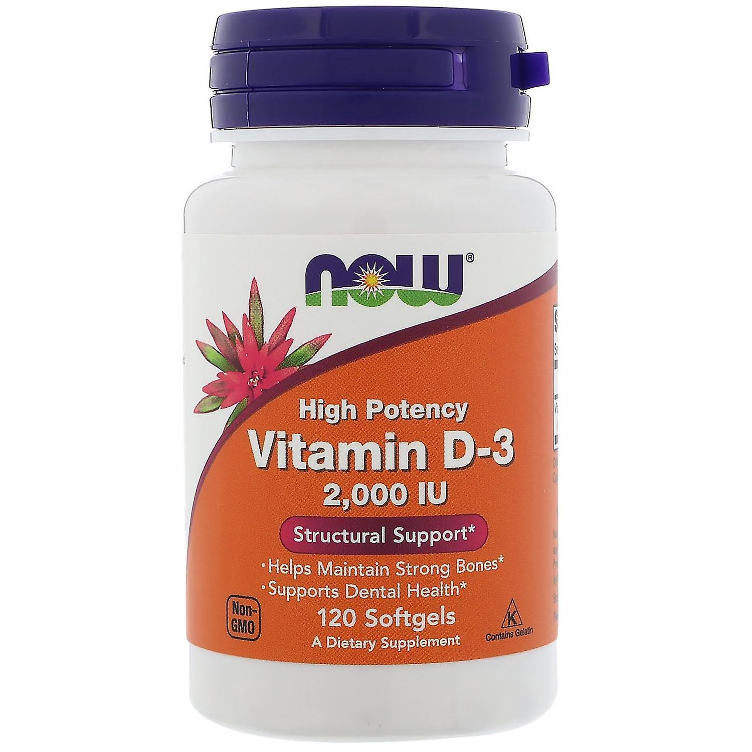 Now Vitamin D-3 2000 IU Dietary Supplement - 120 Softgels