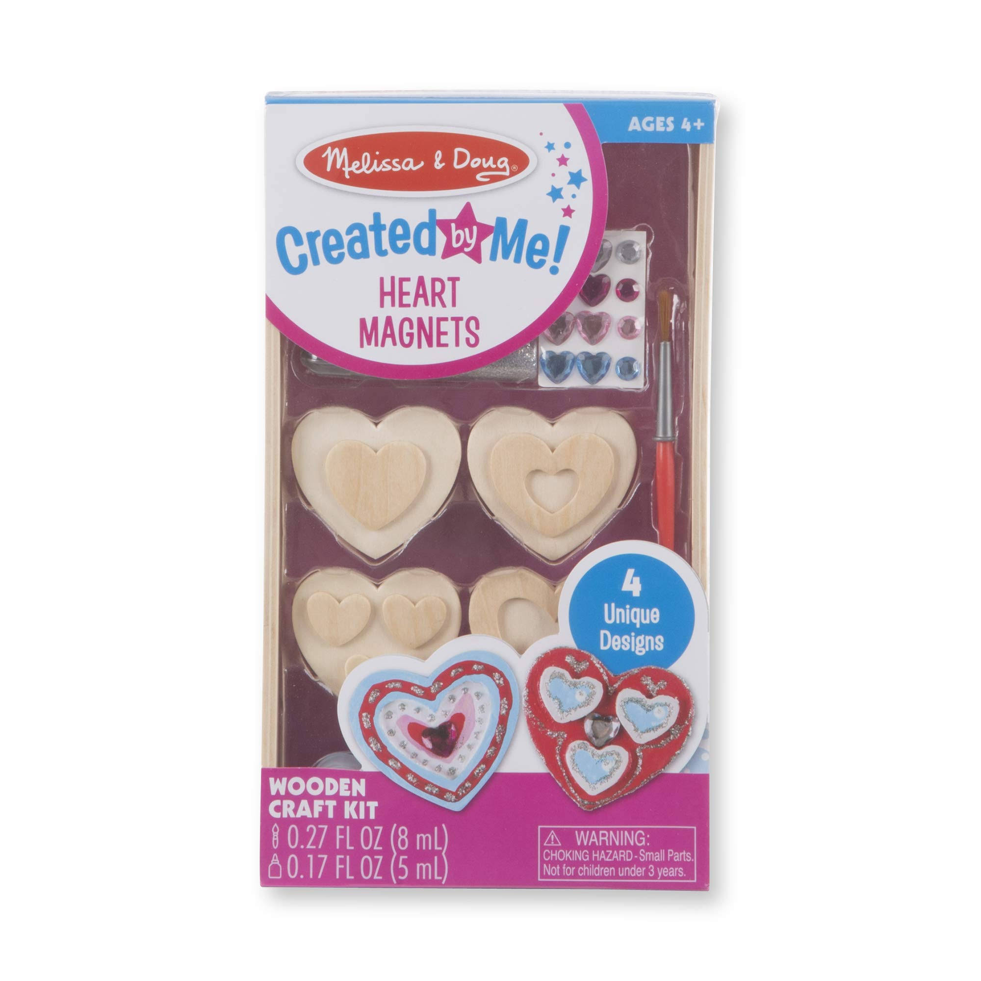 Melissa & Doug Wooden Craft Kit, Heart Magnets, Ages 4+
