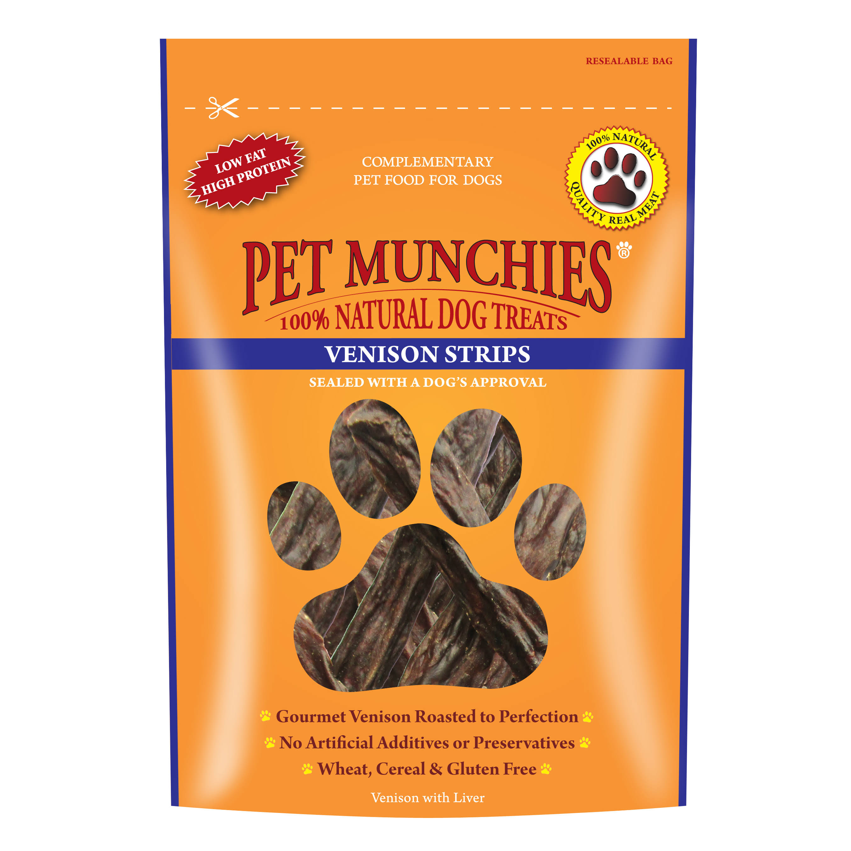 Pet Munchies Natural Dog Treats - Venison Strips, 75g