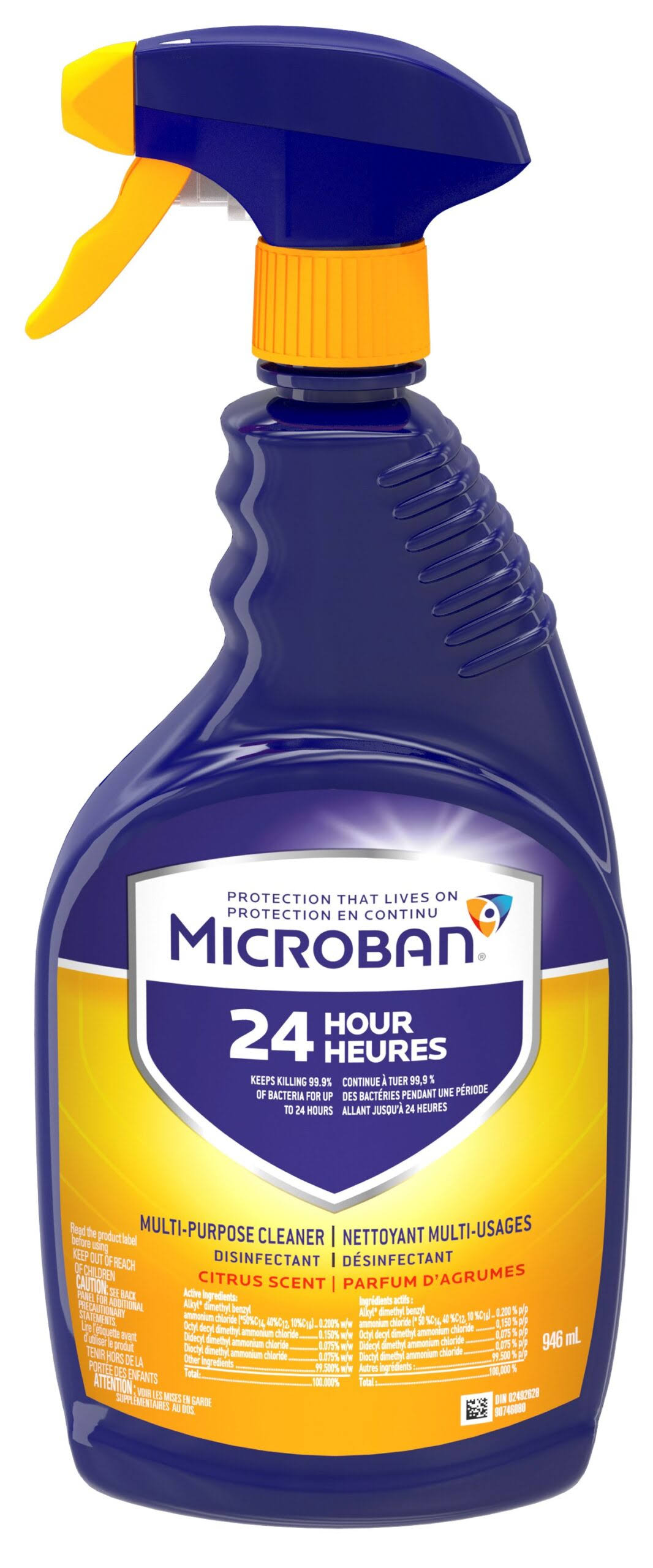 Microban 24 Hour Multi-Purpose Cleaner And Disinfectant Spray, Citrus Scent