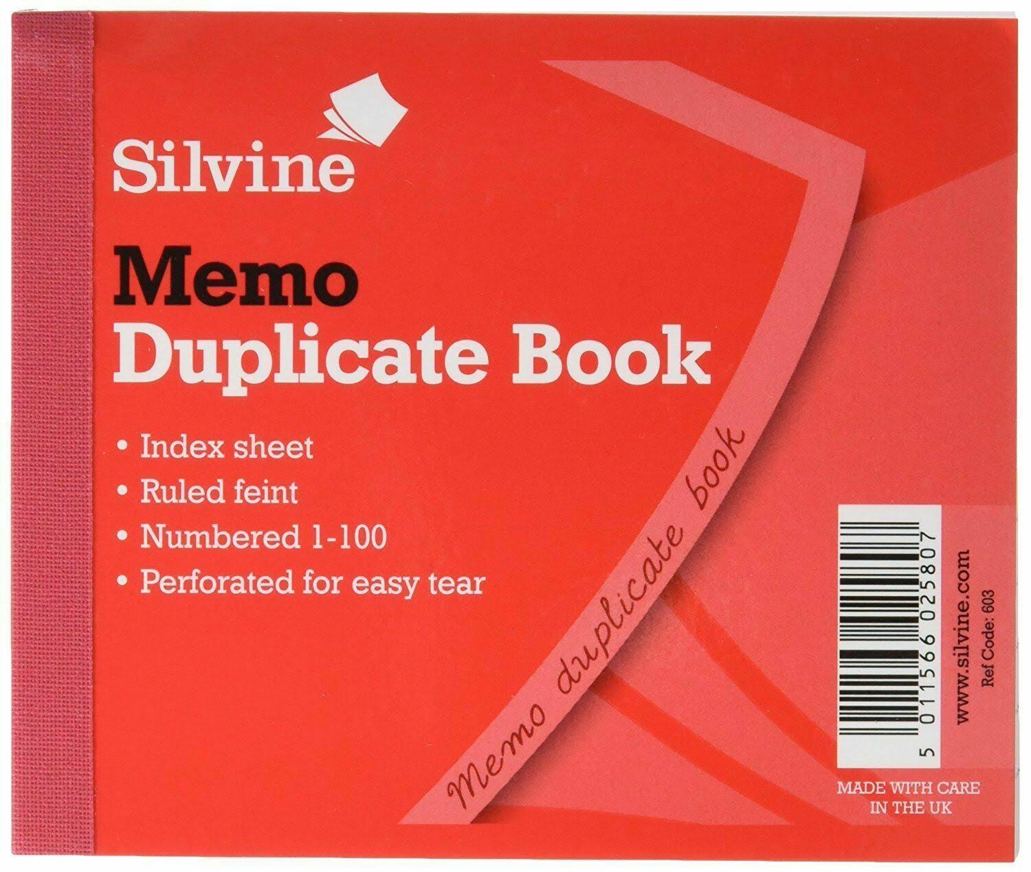 Silvine Duplicate Memo Book - 100 Sheets