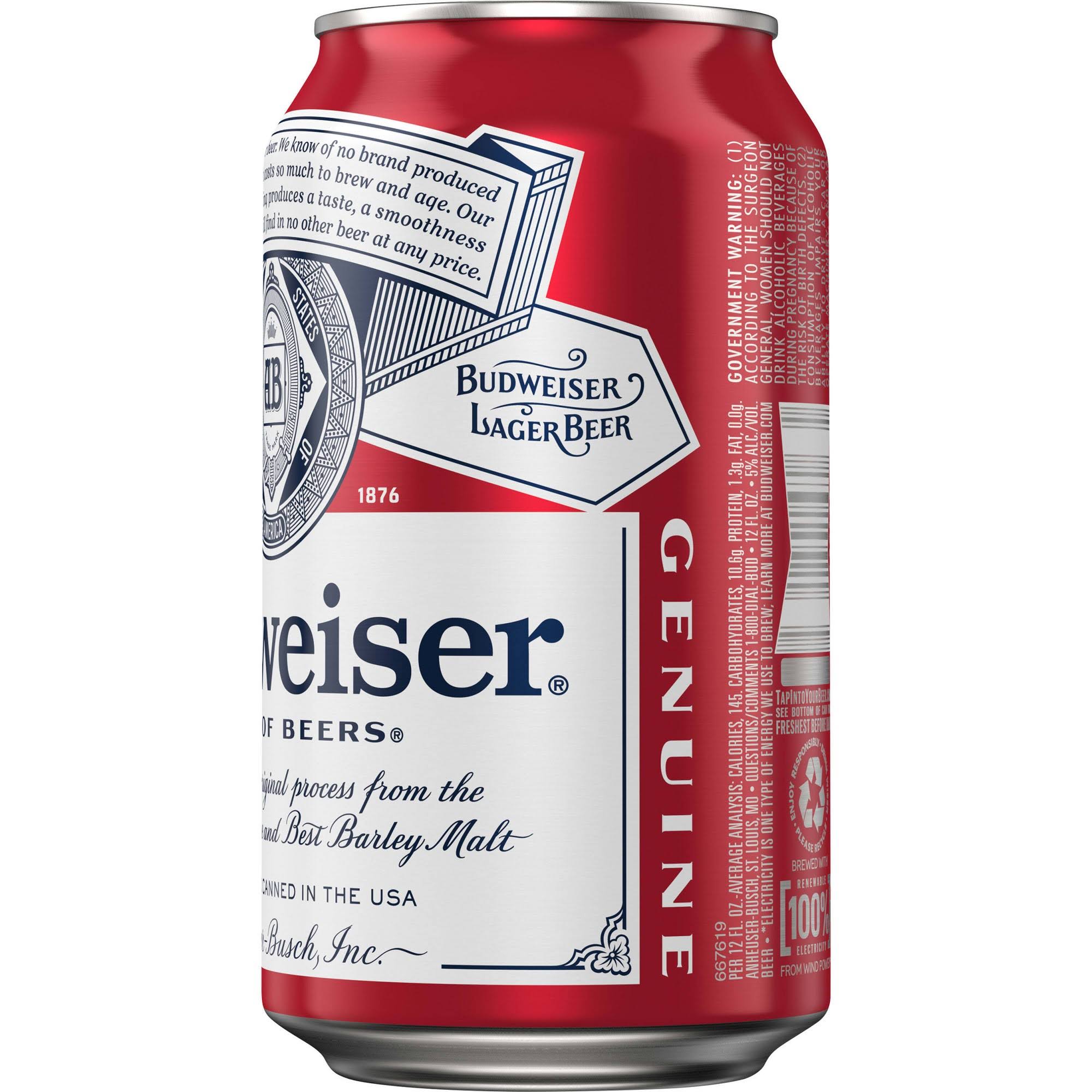 Budweiser Beer - 6 pack, 12 fl oz cans