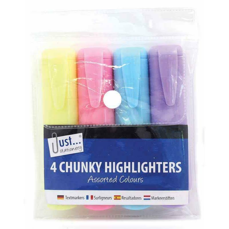 4 Chunky Highlighters Assorted Pastel Colours