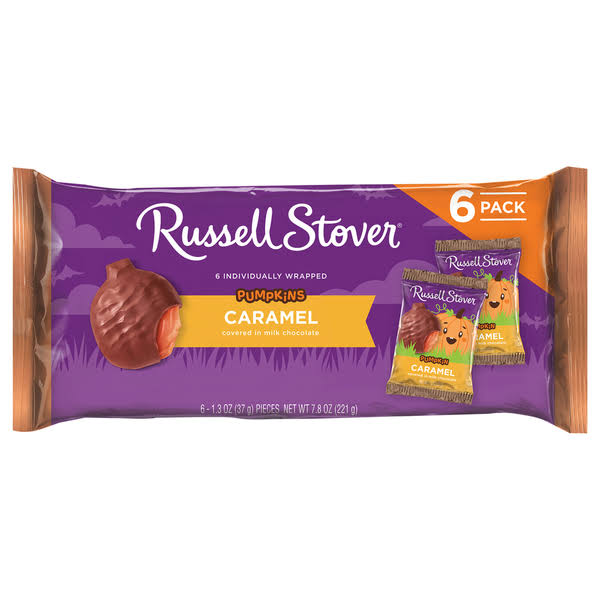 Russell Stover Pumpkins, Caramel, 6 Pack - 1.3 oz