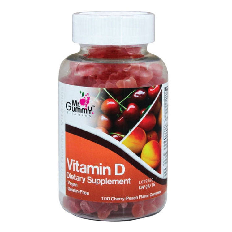 Mr. Gummy Vitamin D-3 Dietary Supplement Gummies, Peach & Sour Cherry Flavor, 60 EA, Na