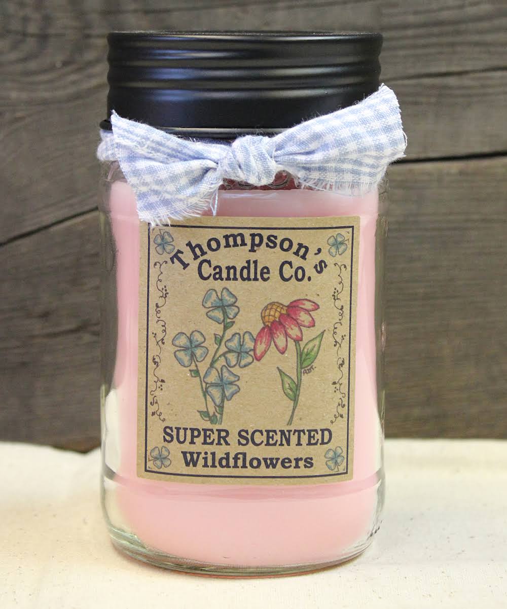 Thompson's Candle Co. Candle Wildflowers Super-Scented Mason Jar Candle 12oz