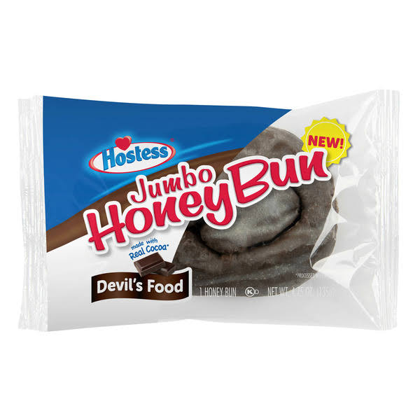 Hostess Honey Bun, Devil's Food, Jumbo - 4.75 oz