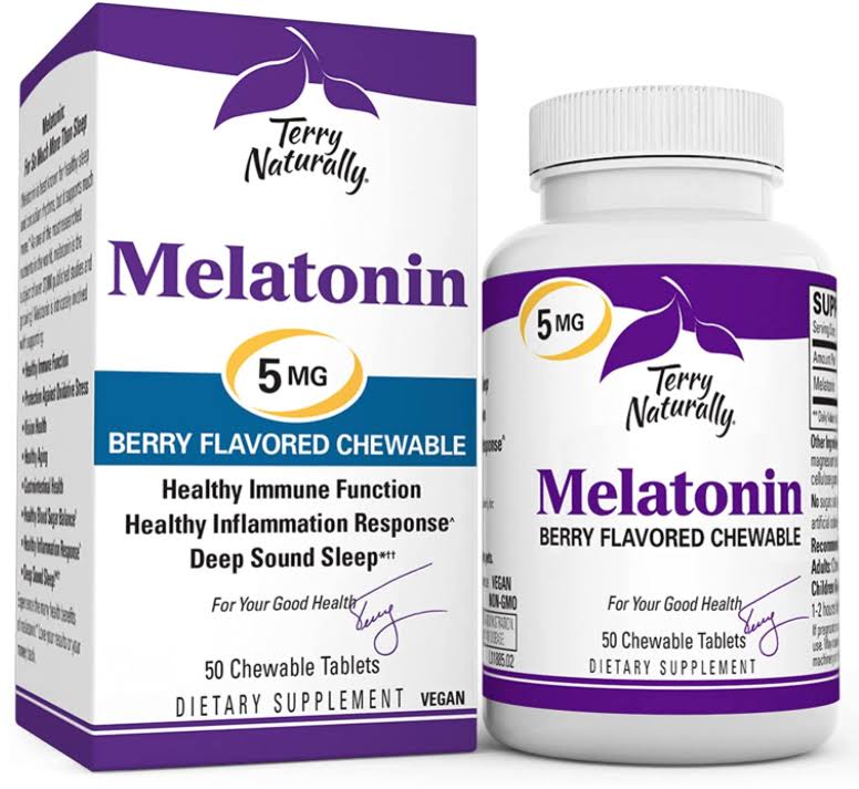 Terry Naturally Melatonin 5 mg, 50 Chewable Tablets