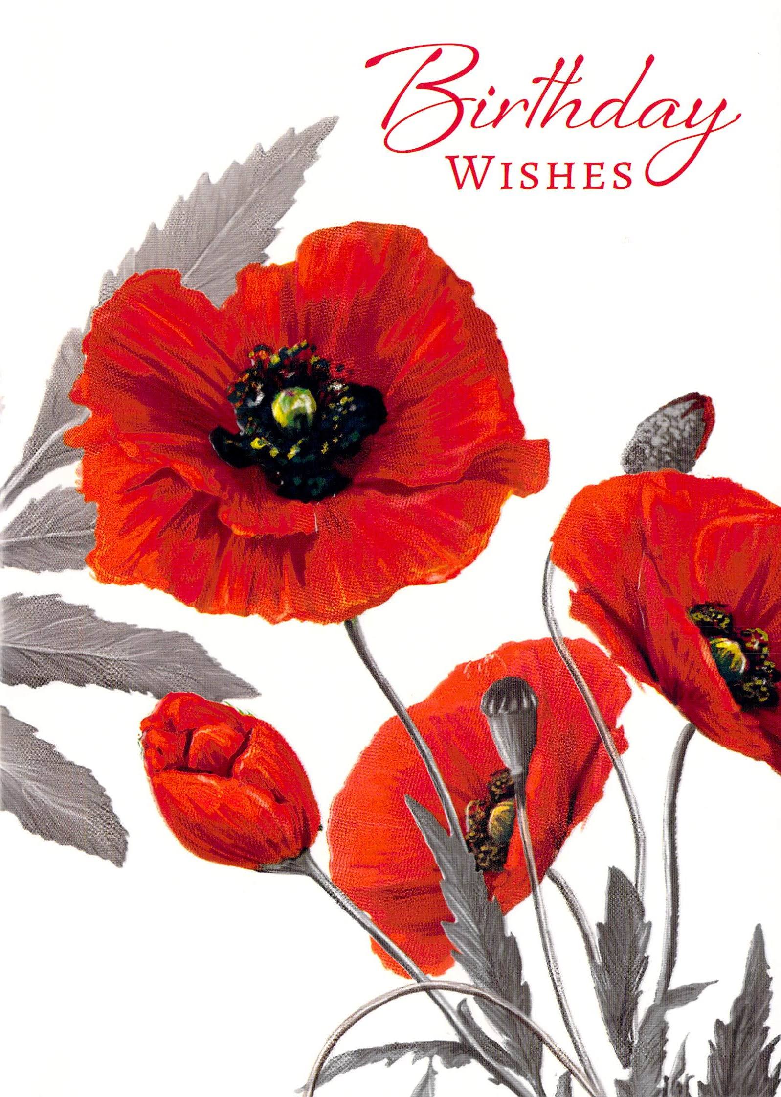 Friend / Open Card - Happy Birthday - Greeting Card - Flowers