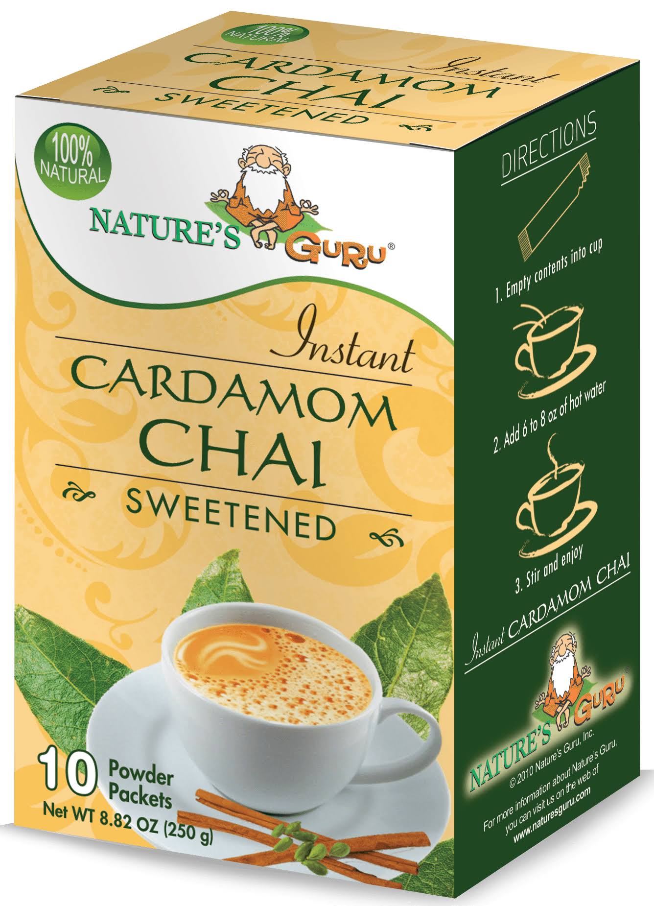 Nature's Guru 235588 Cardamom Chai Sweetened Instant Chai