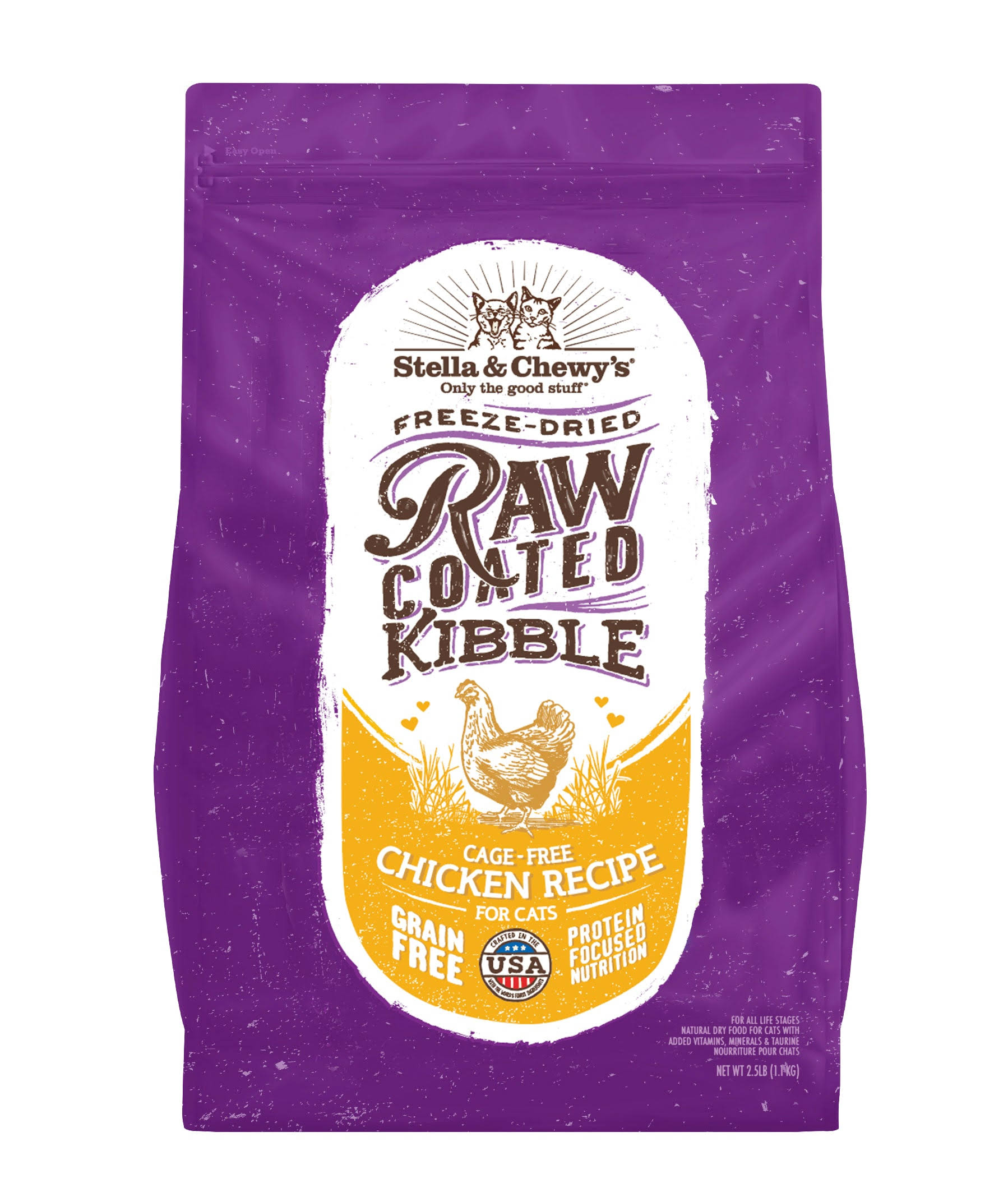 Stella & Chewy's Raw Coated Kibble Cage-Free Chicken Recipe Grain-Free Freeze-Dried Cat Food 5 LB