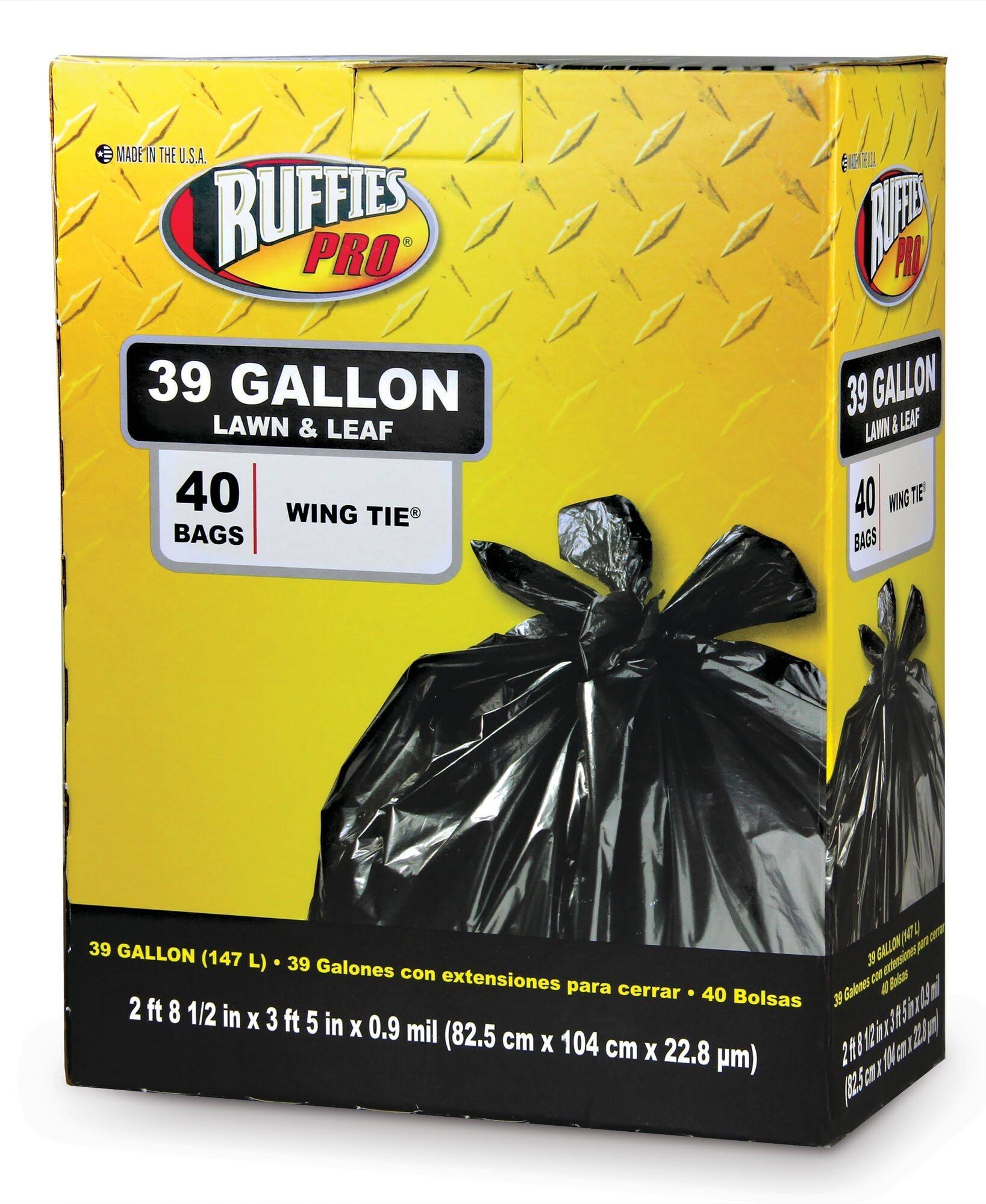 Ruffies Pro Wing Tie Lawn & Leaf Bags - 39gal, 40ct