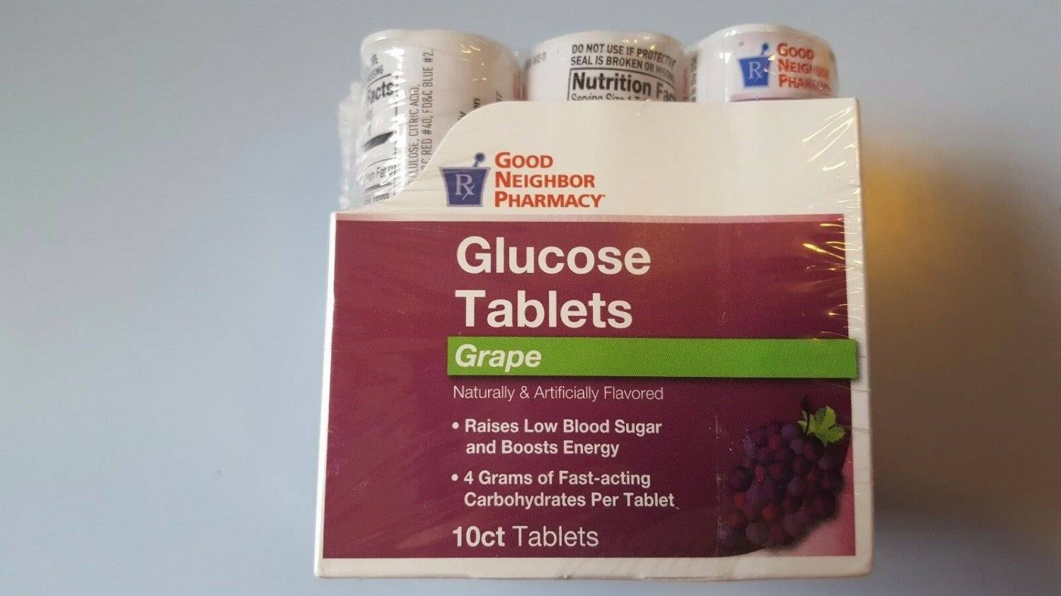 Glucose Tablets Grape Flavored 10 CT Sealed Good Neighbor Pharmacy BR