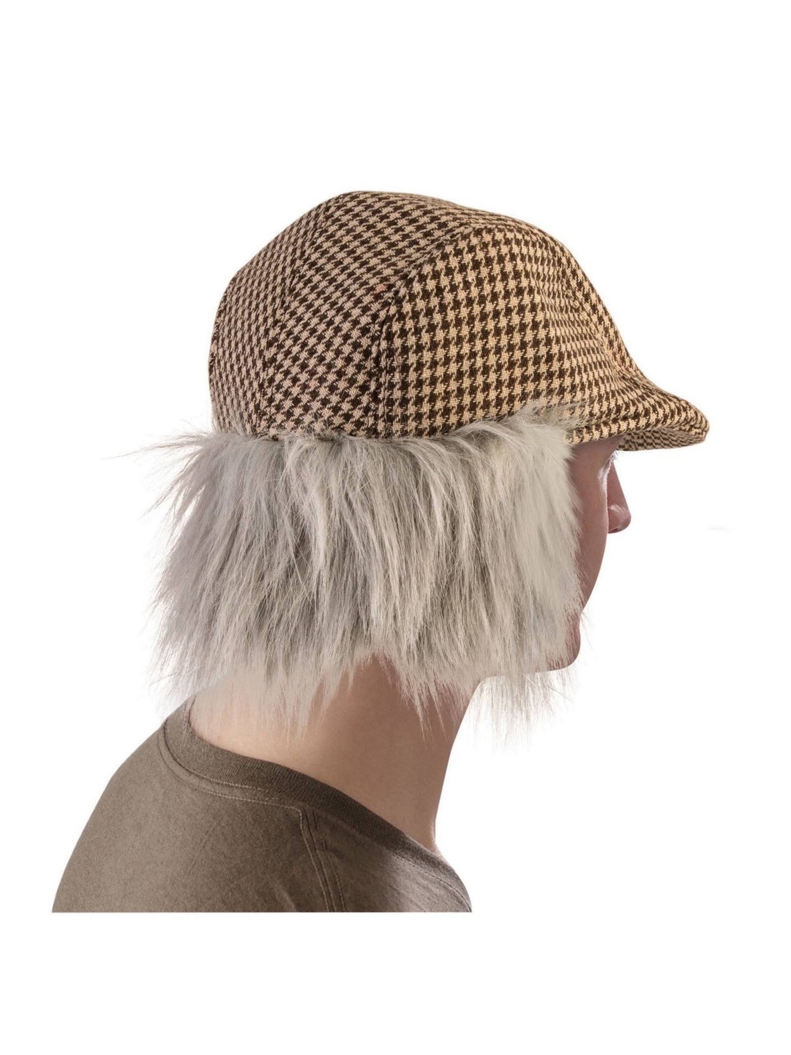 Gray Old Man Hat & Wig Adult Halloween Costume Cap