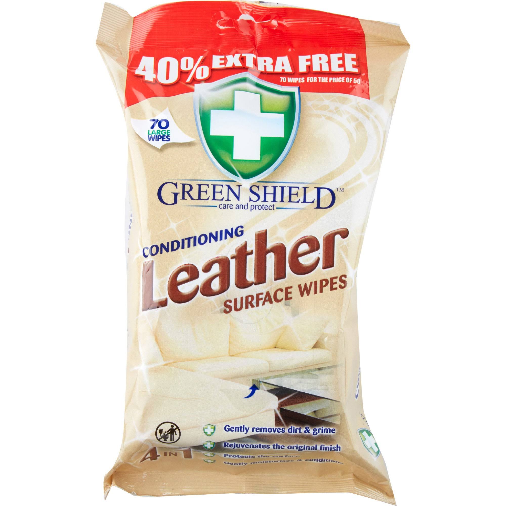 Green Shield Leather Wipes - 70pcs, 12pk