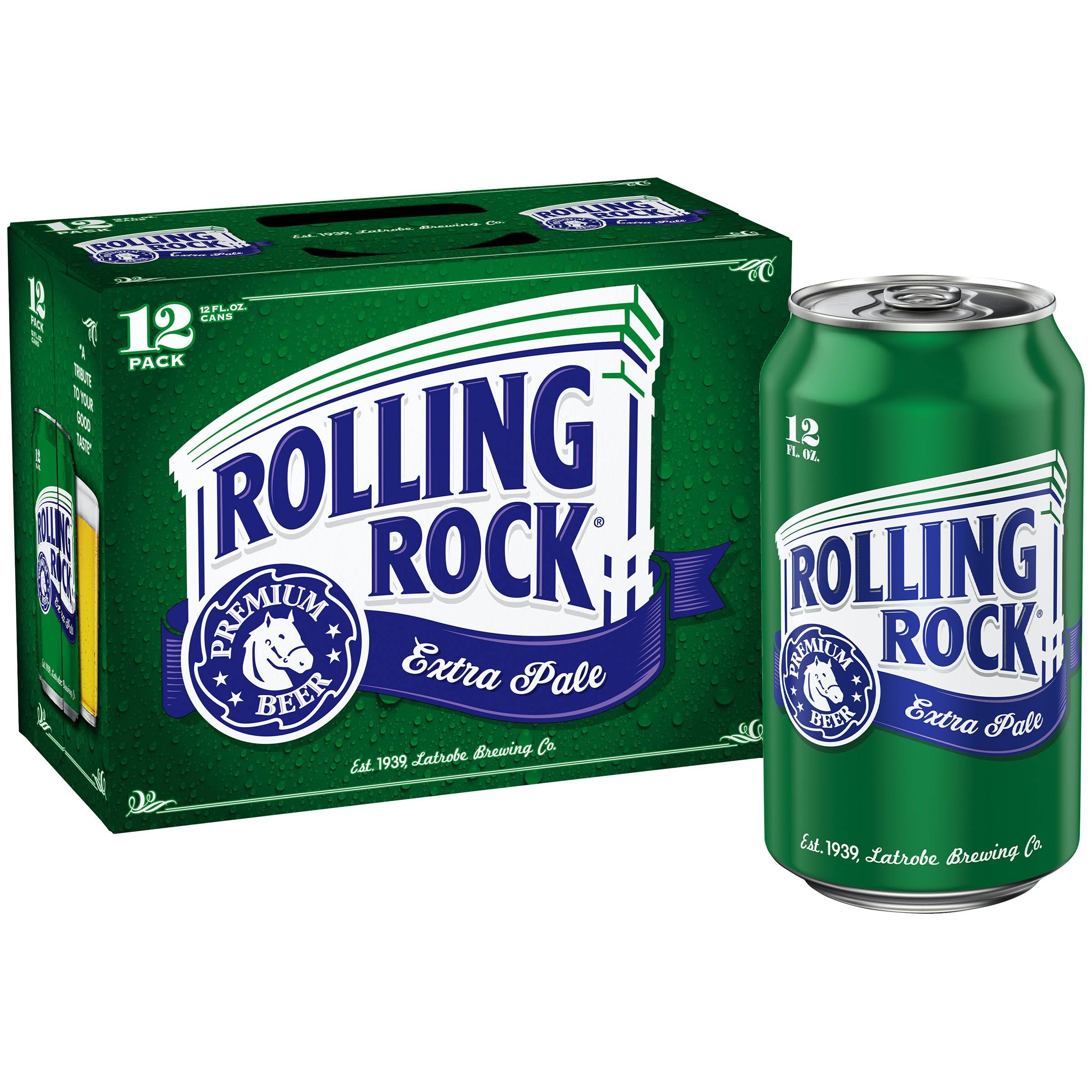 Rolling Rock Beer, Extra Pale, 24 Pack - 24 pack, 12 fl oz cans