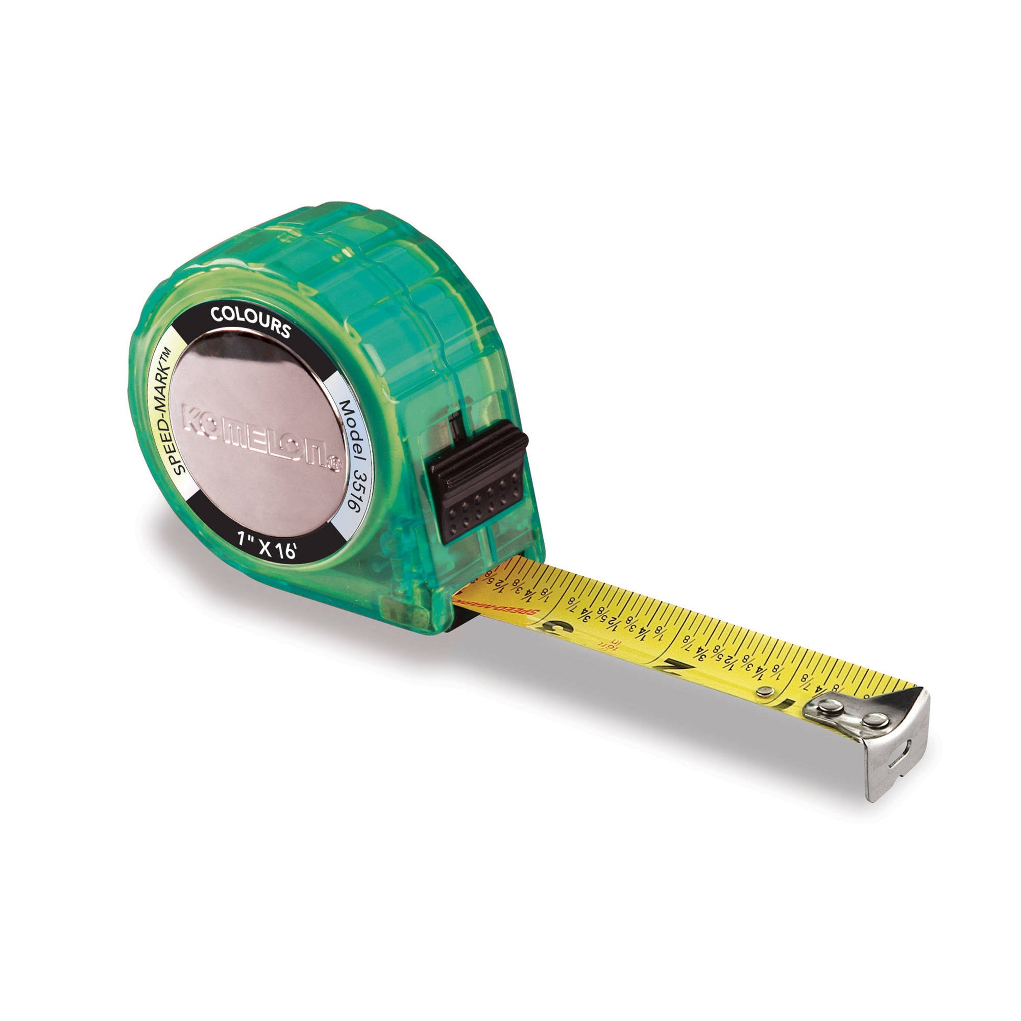 Komelon Colours Tape Measure with Acrylic Coated Steel Blade - 16ft x 1in, Assorted Colors