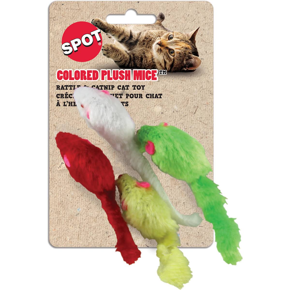 Ethical Colored Plush Mice with Catnip Cat Toy - 4pk
