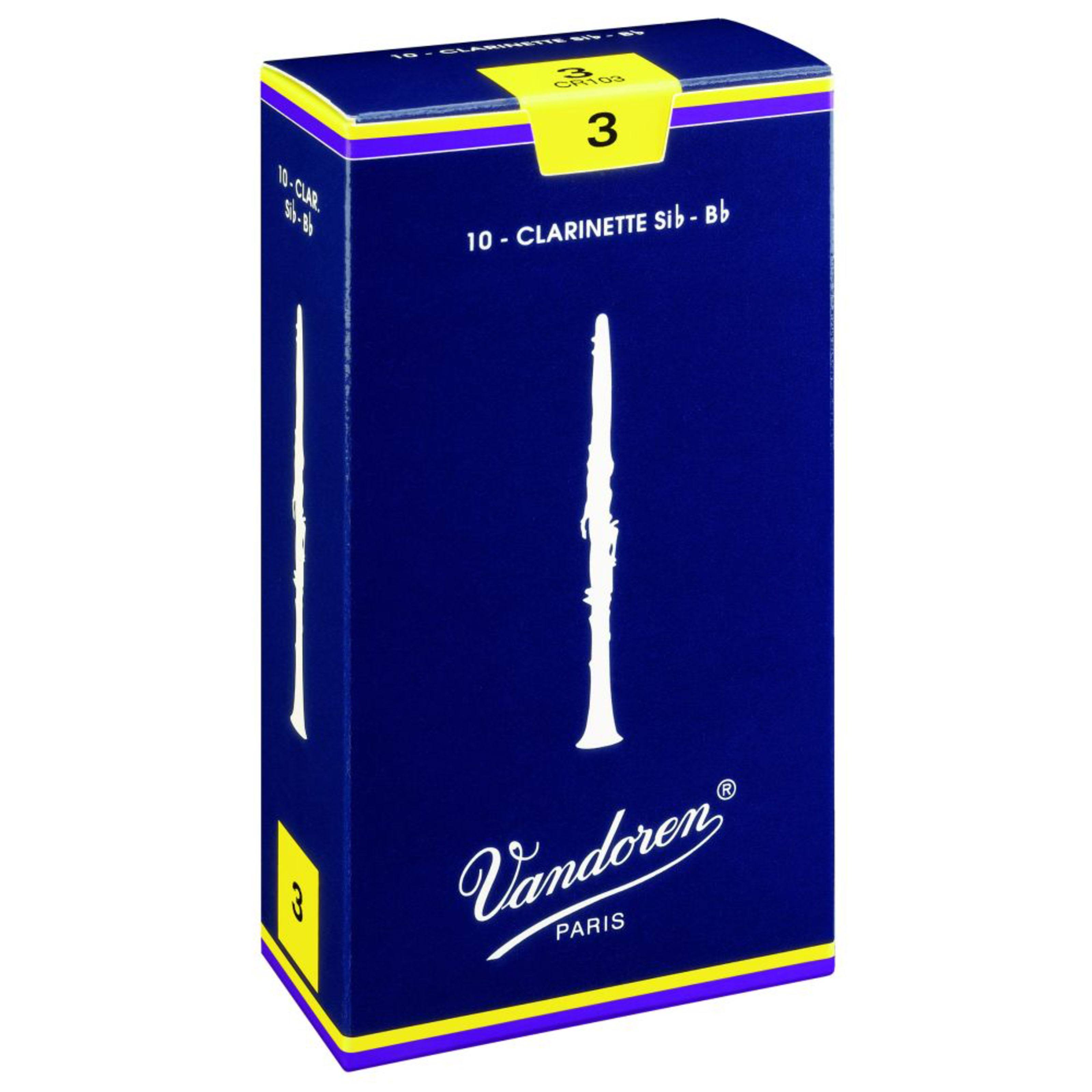 Vandoren Clarinet Traditional Reeds - Strength 3, 10 Pack