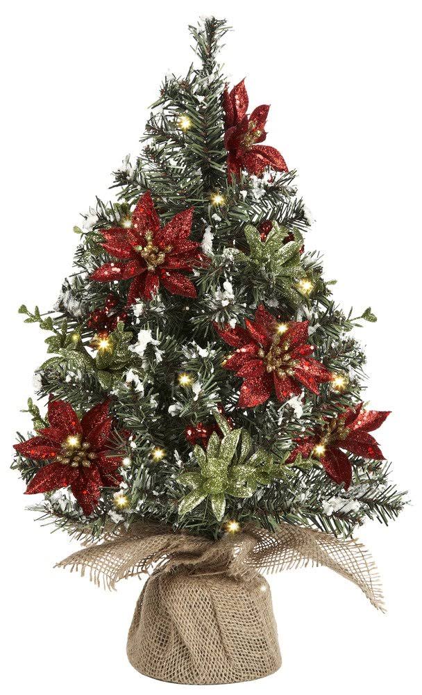 Ganz H2 Christmas Tree Winter Light Up Poinsettia Evergreen 6.5" KK327