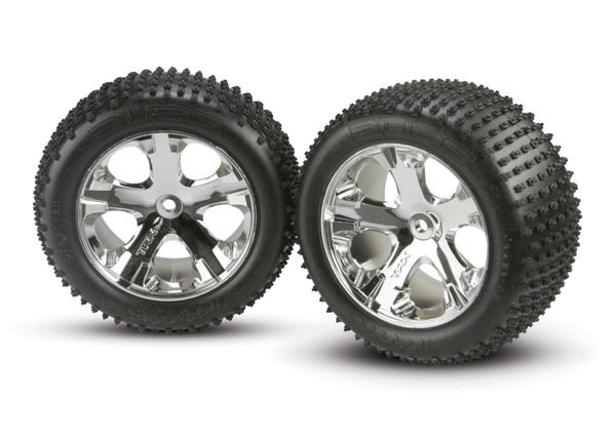 Traxxas 3770 Alias Pin Tyres Assembled on All-Star Wheels - 7.1cm, Mirror-Chrome