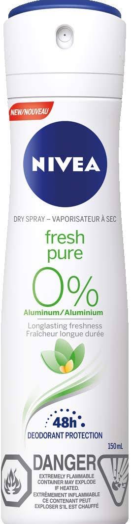 Nivea Fresh Pure 0% Aluminum 48H Dry Spray Deodorant, 150ml