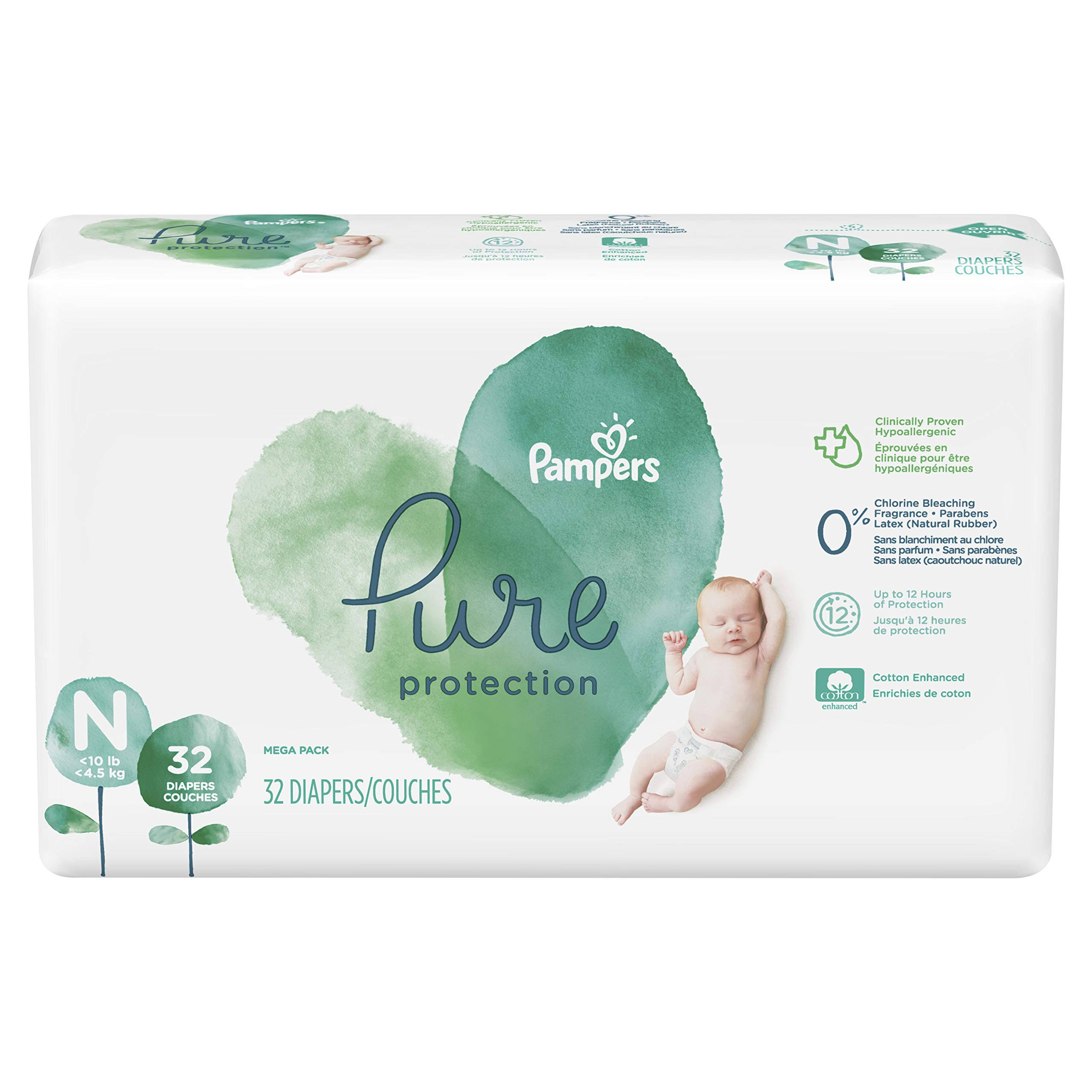 Pampers Pure Protection Newborn Disposable Baby Diapers - Size N, 32ct