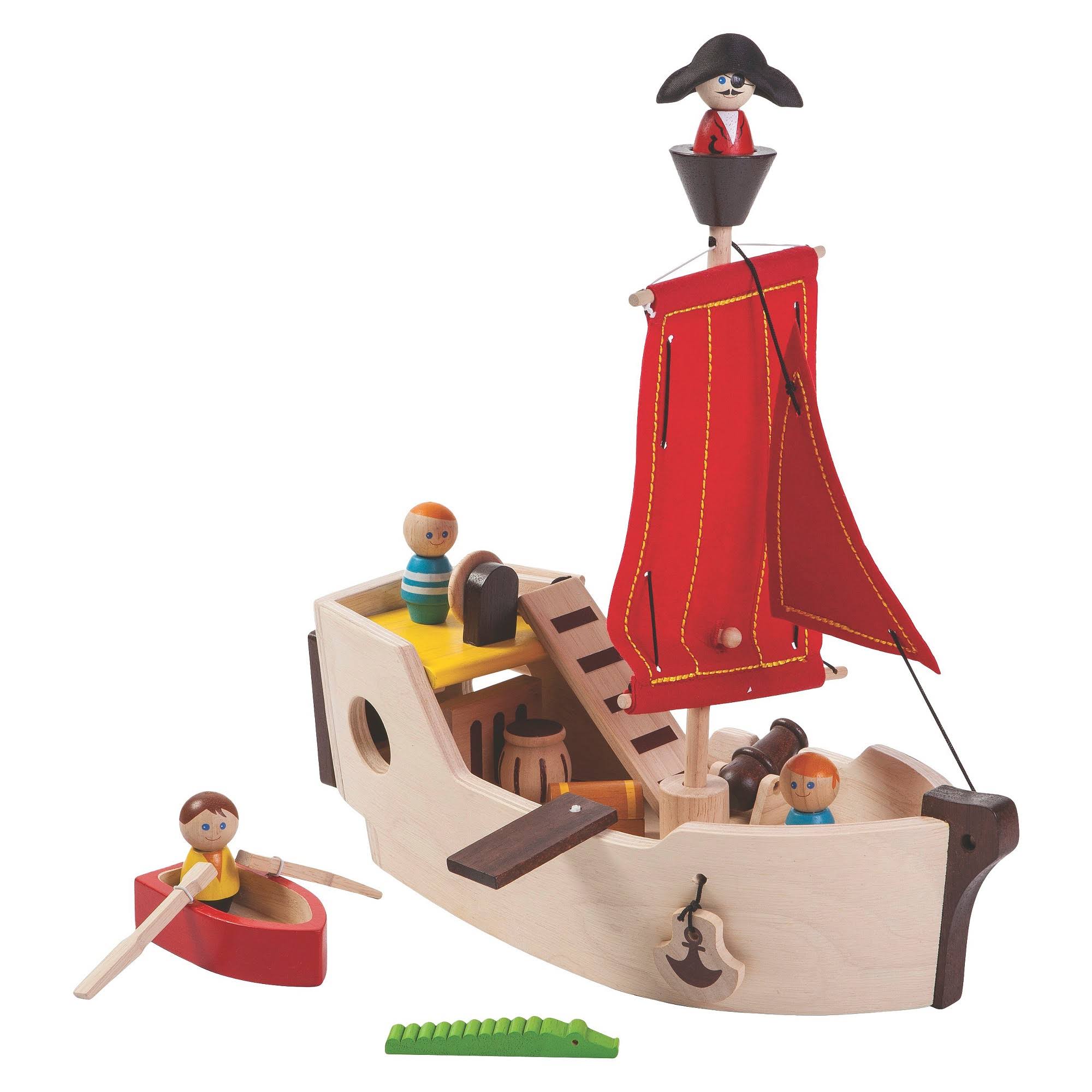Plan Toys Recycled Wood Pirate Ship Playset