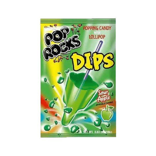 Pop Rocks Dips Candy - Sour Apple, 18 Count