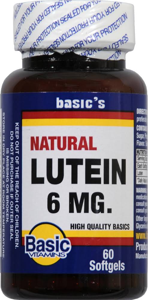 Basic Vitamins Natural Lutein 6 mg Softgels - 60 Ct
