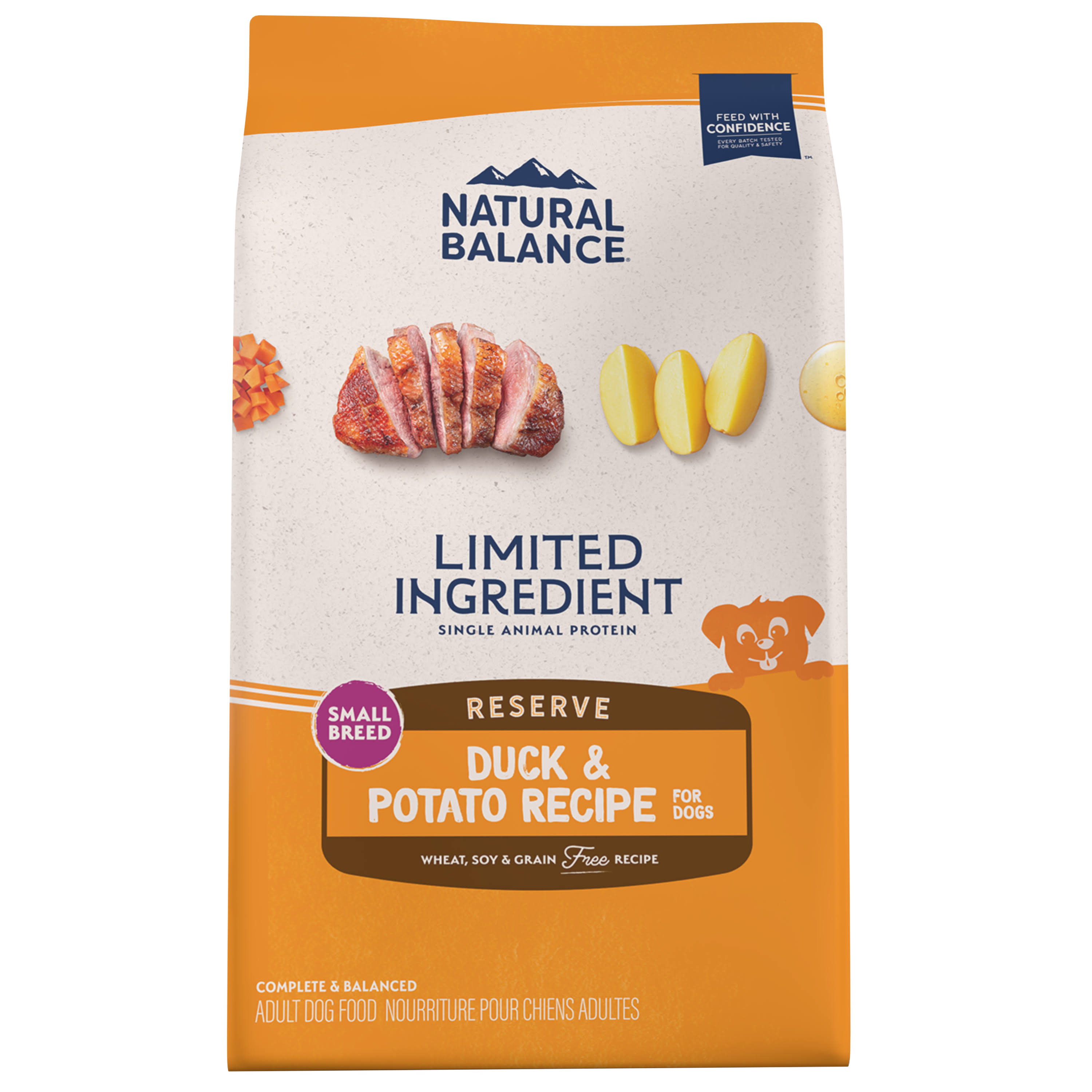 Natural Balance L.I.D. Limited Ingredient Diets Small Breed Bites Dry Dog Food, Duck & Potato Formula, 4 Pounds