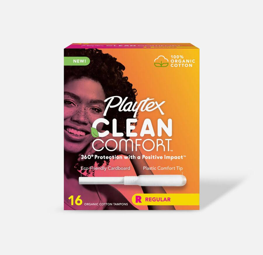 HSA-Eligible | Playtex Clean Comfort Tampons, Regular Absorbency, 16 ct
