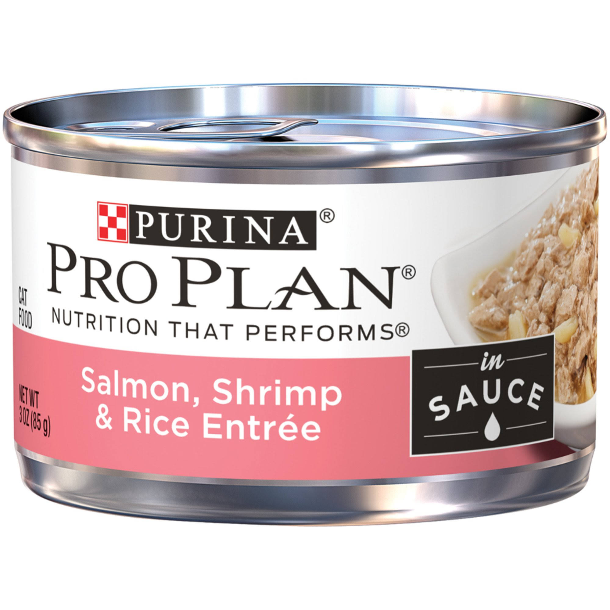 Purina Pro Plan Savor Adult Salmon, Shrimp & Rice Entree in Sauce Canned Cat Food, 3-oz, Case of 24