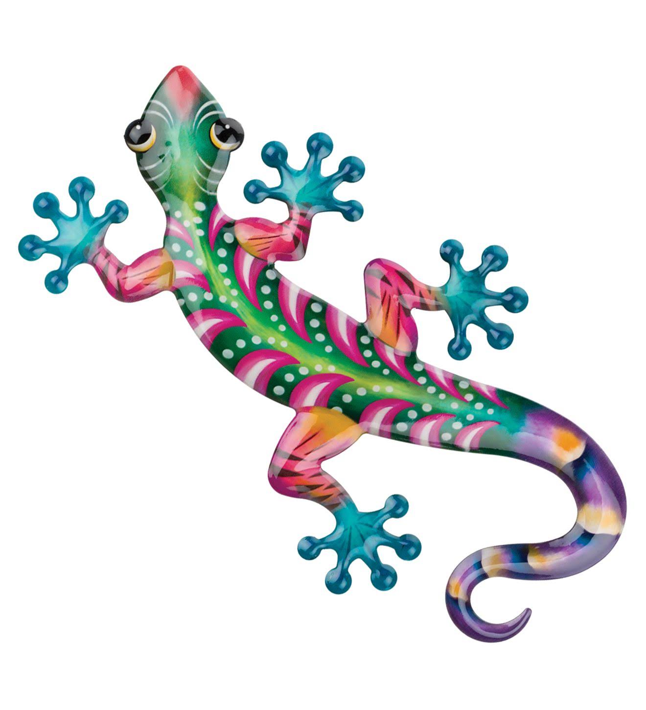 Regal Art & Gift Luster Gecko Wall Decor 18 inch - Green Pink*