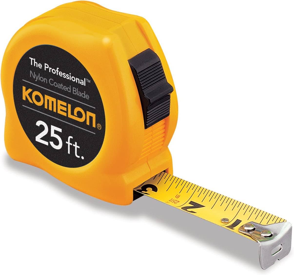 Komelon 4925 The Professional Nylon Coated Steel Blade Tape Measure 25 Inch by 1 Inch