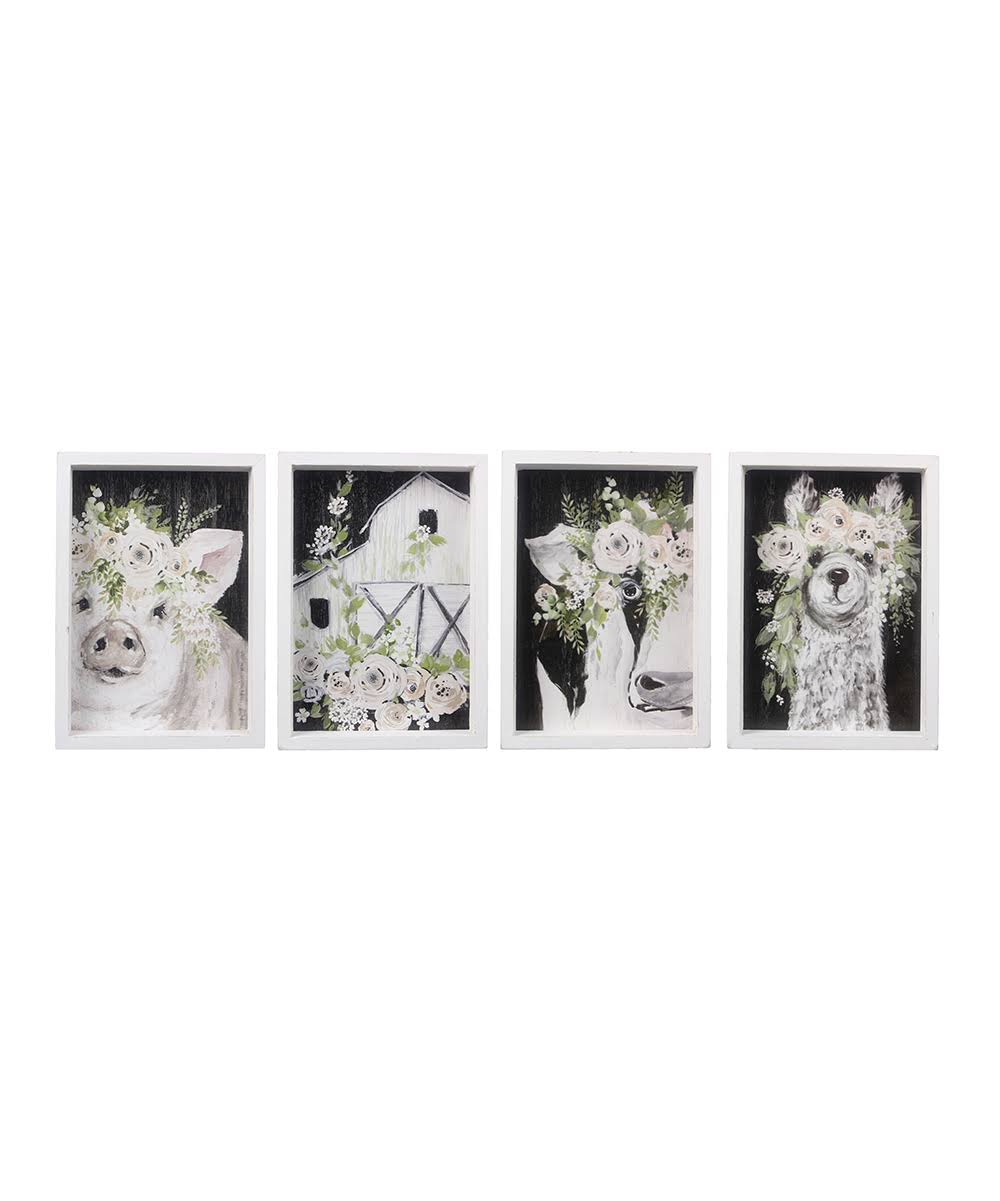Young's Floral Farm Wooden Framed Wall Art - Set of Four One-Size